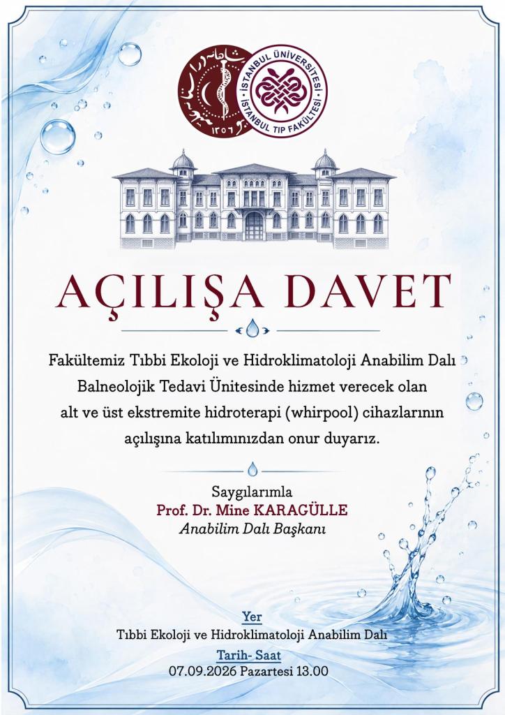 Alt ve üst ekstremite whirlpool hidroterapi cihazlarının açılışına davet